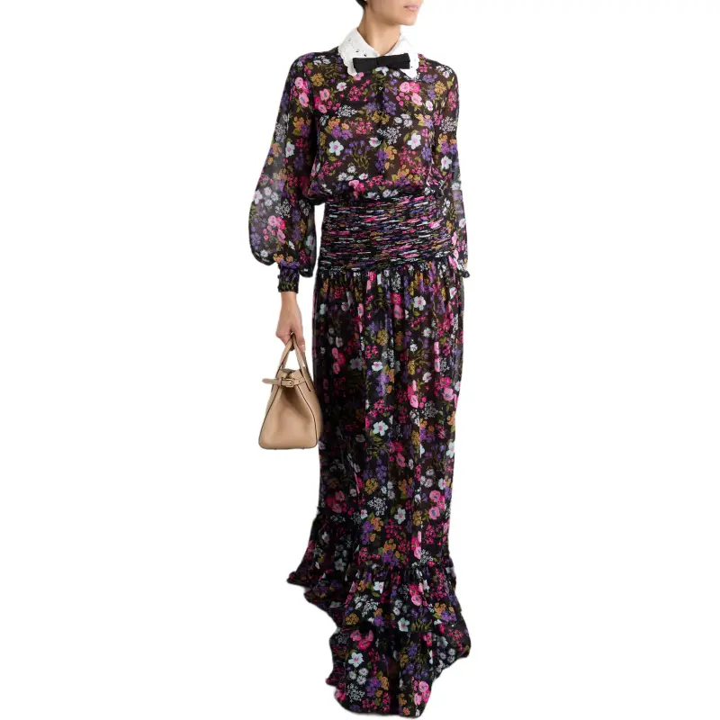 Valentino Long Sleeved Dress Women's Purple-1