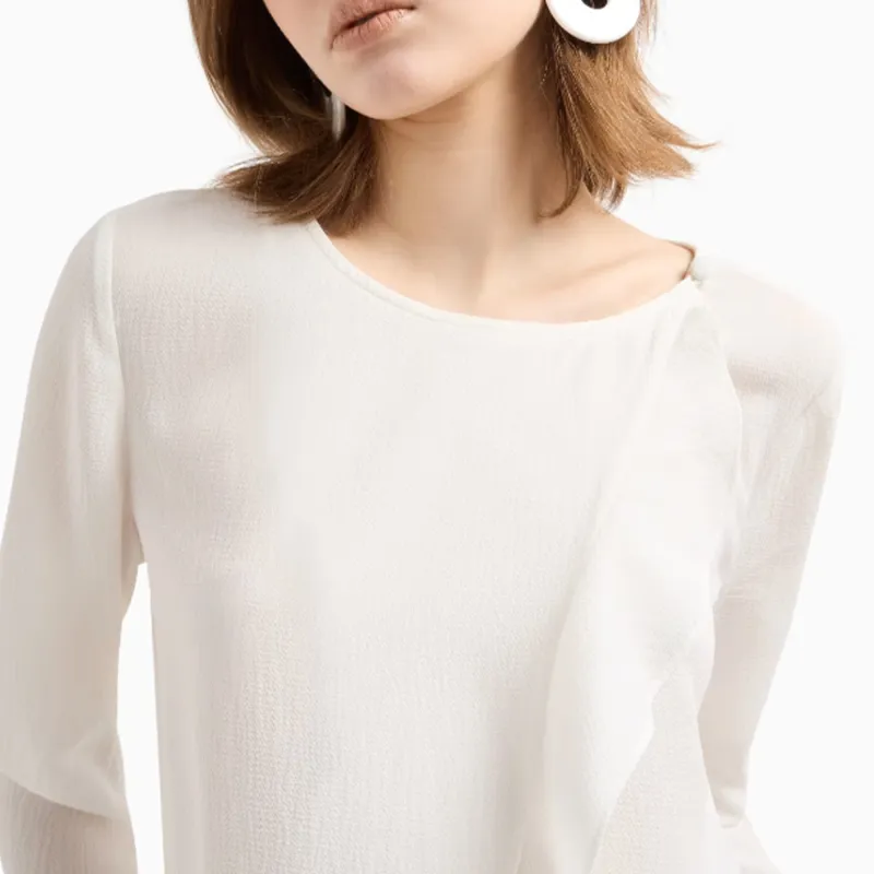 EMPORIO ARMANI Fluid Crêpe Shirt Jacket With Ruffle-4