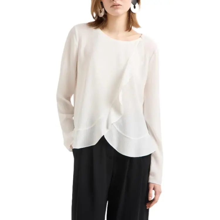 EMPORIO ARMANI Fluid Crêpe Shirt Jacket With Ruffle-2