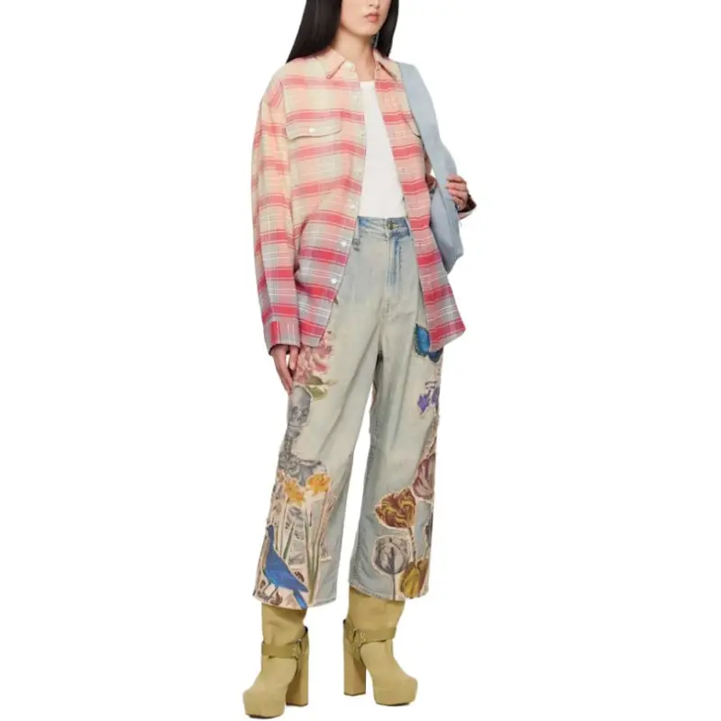 R13 Floral appliqué Jeans-3