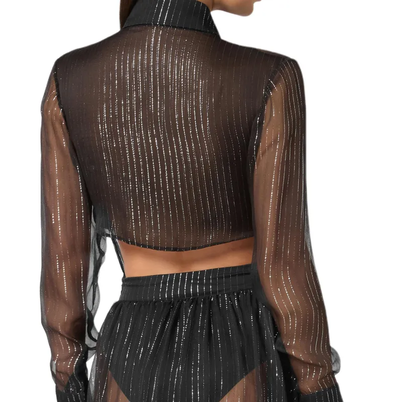 PHILIPP PLEIN SS25 Long Sleeved Dress Women's Black-1