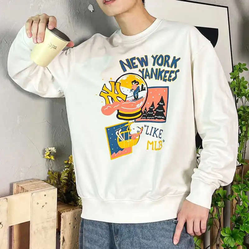 MLB LIKE Series New York Yankees Sweatshirt Unisex Cream-2