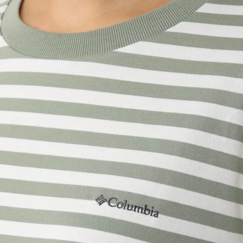 Columbia Regular T Shirt Women's White Green Stripes-2