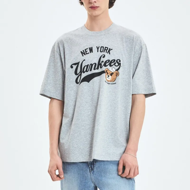 MLB Frowning Bear Collection New York Yankees SS25 T Shirt Unisex Standard Heather Gray-4