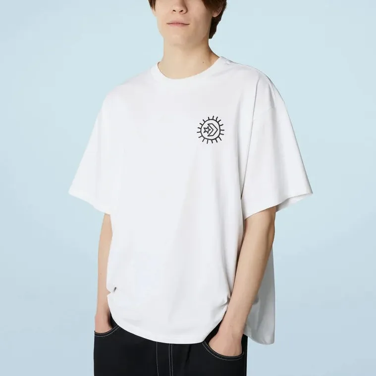 Converse Drop Shoulder Sleeve T-Shirt Men's White-2