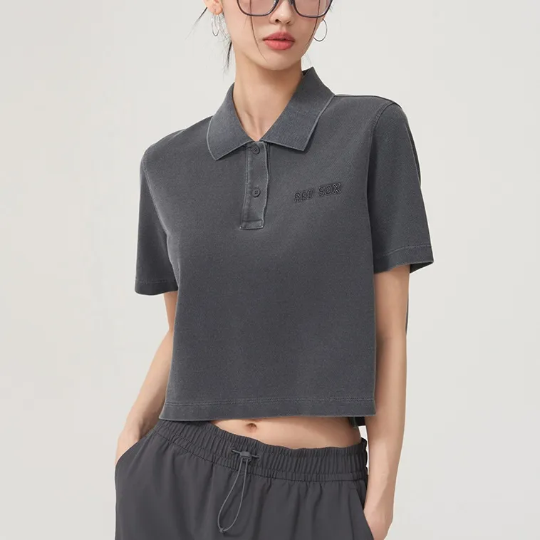 MLB Boston Red Sox SS25 Polo Shirt Women's Dark Charcoal Gray-3