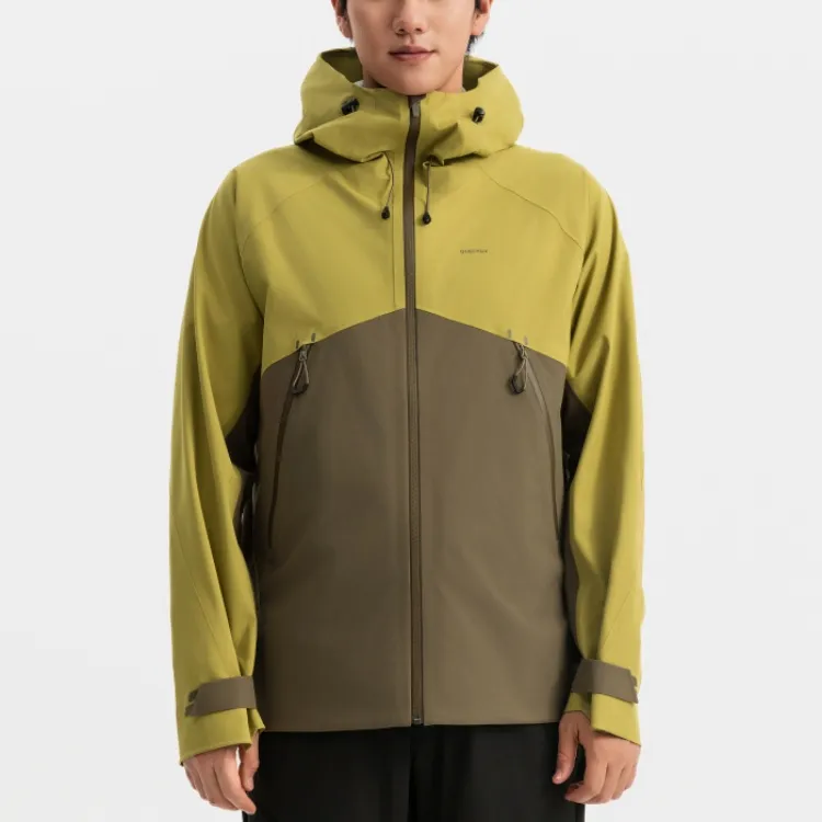 DECATHLON MH500 Hiking Waterproof, Windproof, And Breathable Windbreaker Jacket Men's Bark Brown/Gold Green-3