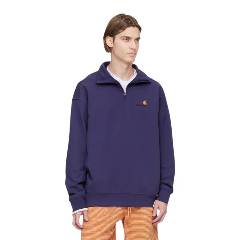 Carhartt WIP American Script FW24 Half Zip Sweatshirt Unisex Purple-2