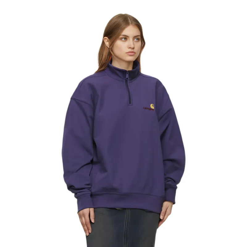 Carhartt WIP American Script FW24 Half Zip Sweatshirt Unisex Purple-3