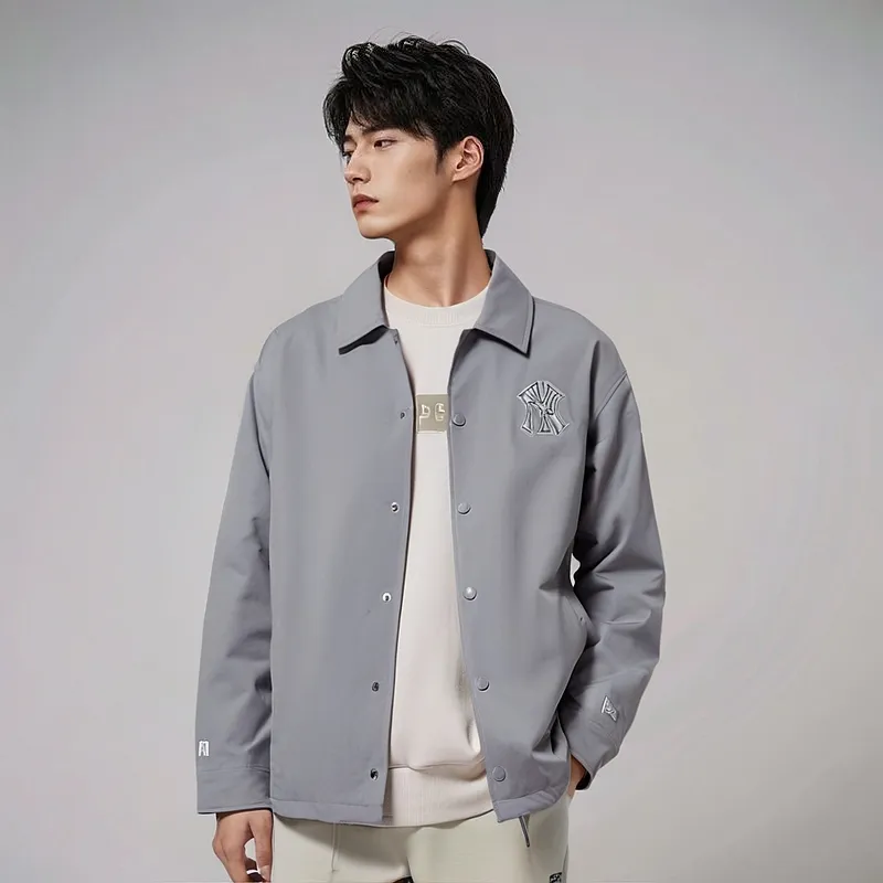 New Era Blue And White Porcelain Series Jackets Unisex Light Gray-2