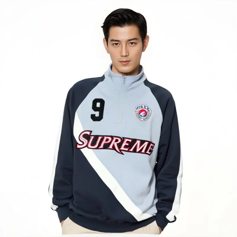 Supreme Equipe Half Zip Sweatshirt Light Blue/Light Blue L - POIZON
