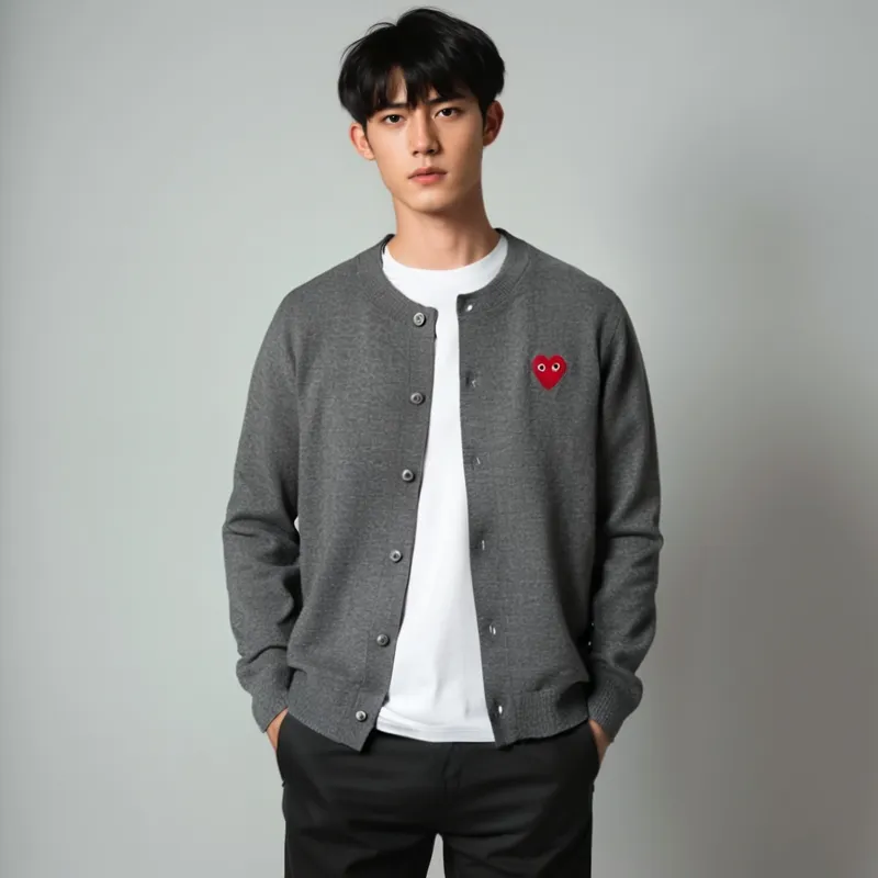 CDG Play Sweaters Unisex Medium Gray-1
