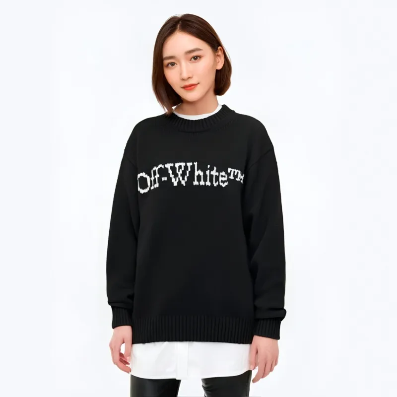 OFF WHITE Logo Detailed Crewneck Knitted Jumper-2