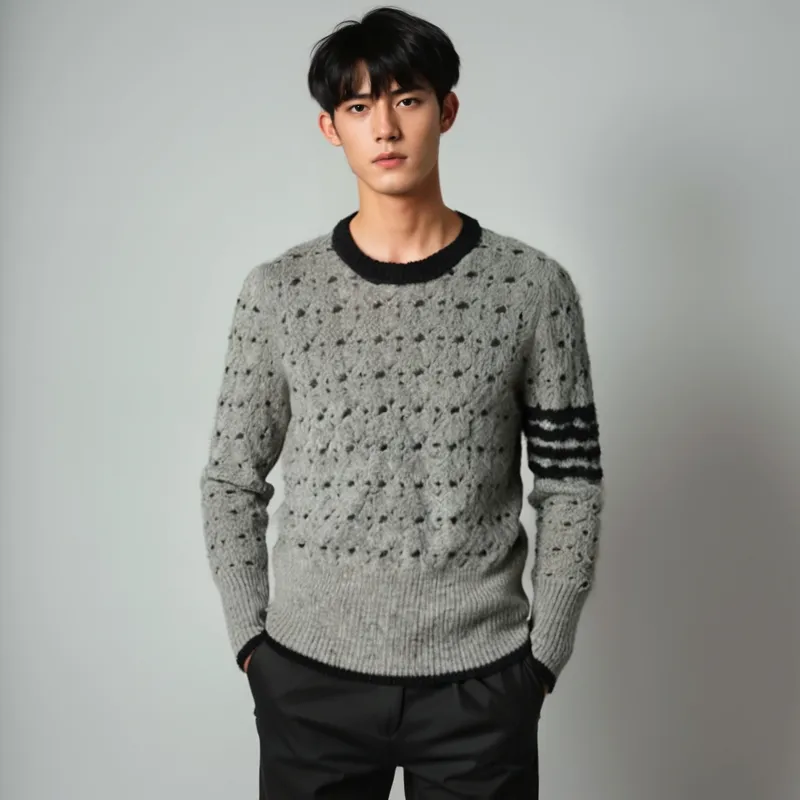 THOM BROWNE Crewneck Cable Knit Jumper-2