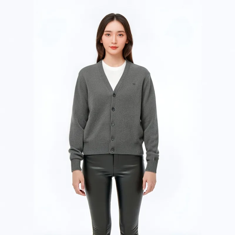 AMIPARIS Paris Logo Embroidered V Neck Cardigan-1