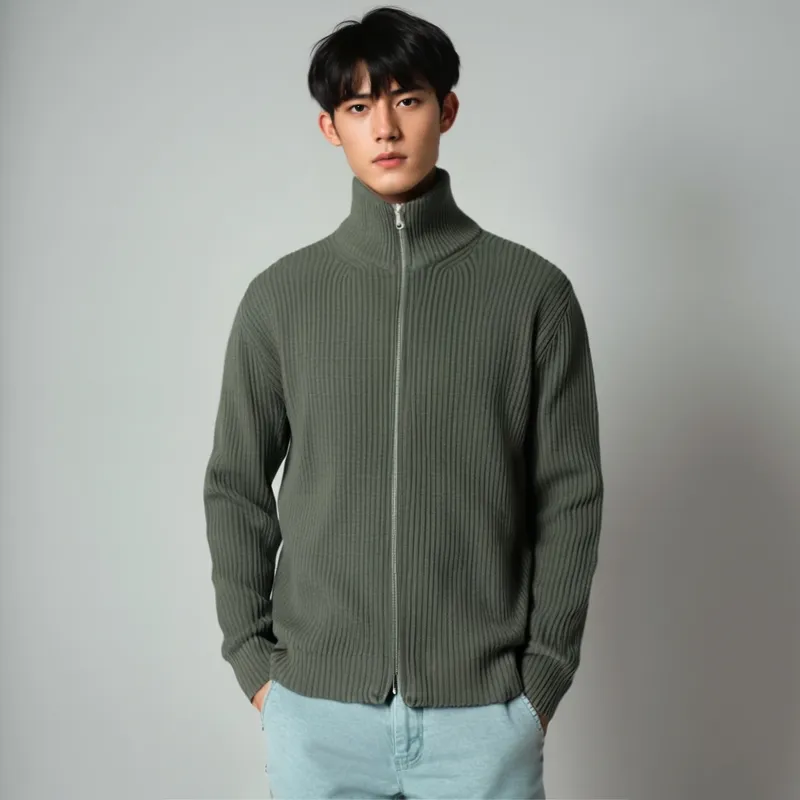 MM6 Maison Margiela Ribbed Knit Zipped Cardigan-2