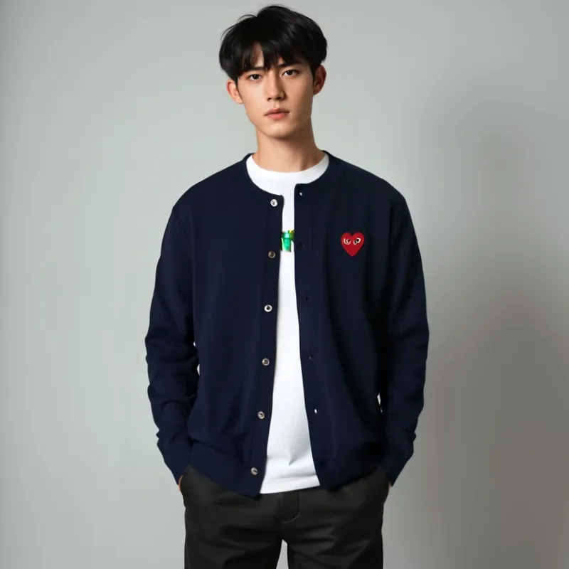 CDG Play Sweaters Unisex Navy-1
