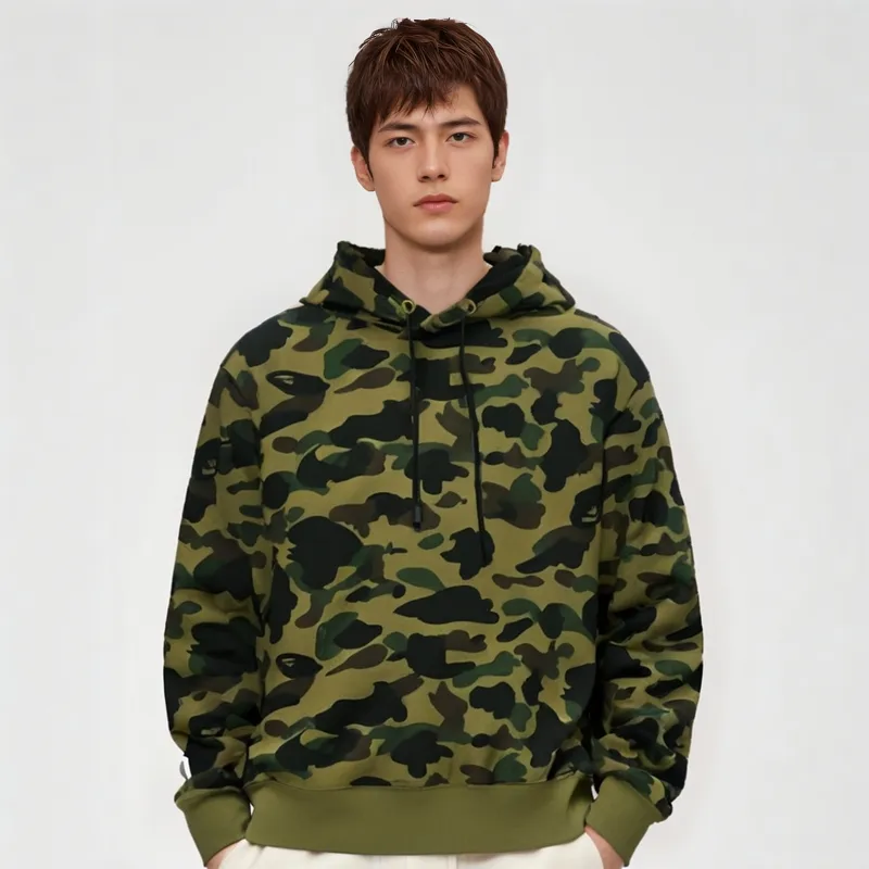 Bape Ultimate 1st Camo Ponr Shark Half Zip Raglan Pullover Hoodie-4