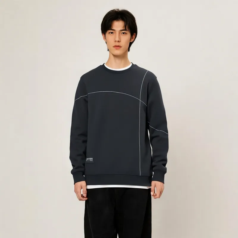HLA Sweatshirts Men Navy Blue Pattern N9-2