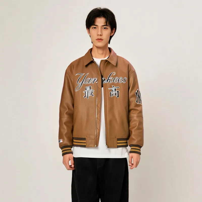 Supreme New York Yankees Kanji Leather Varsity Jacket-9