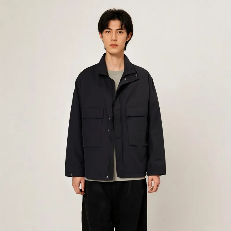H&M Jackets Coats Men's Dark Marine Blue-1