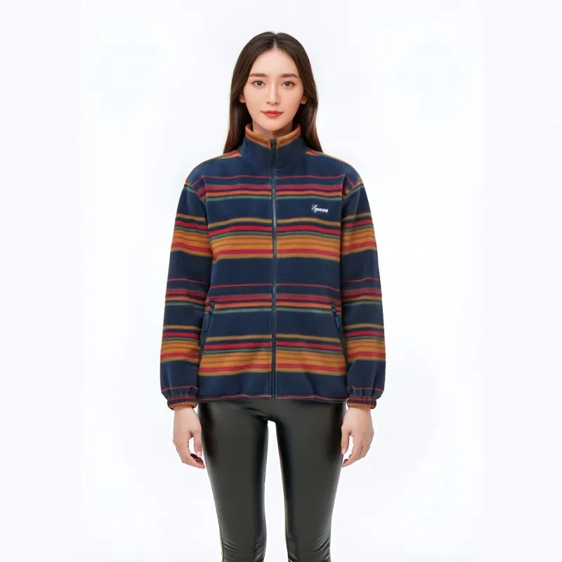 Supreme Stripe Zip Up Fleece Jacket-3