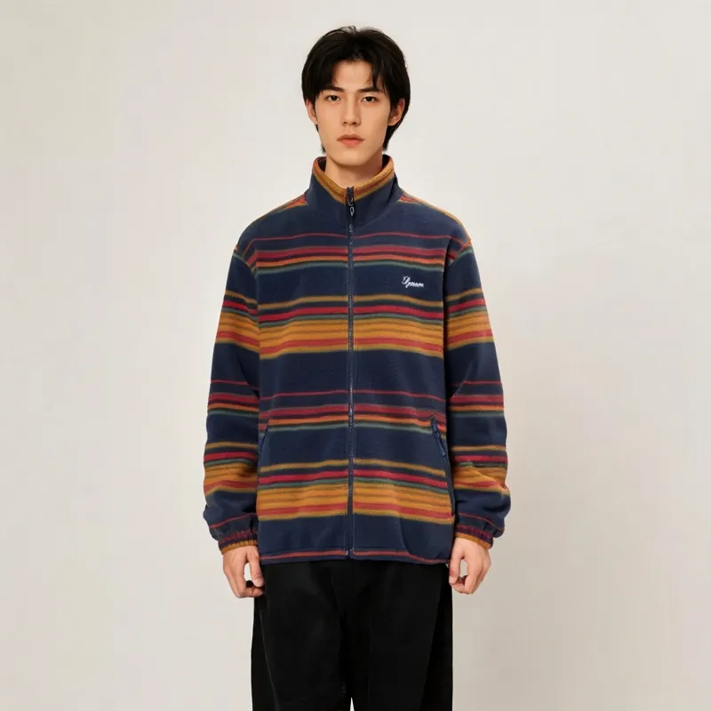 Supreme Stripe Zip Up Fleece Jacket-2