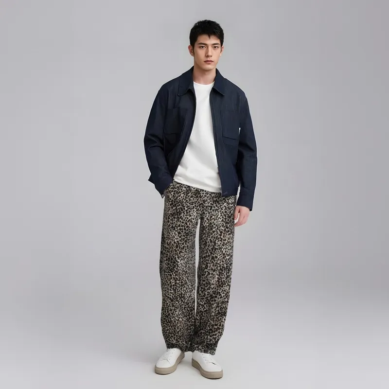 TESTUNG Jeans Men's Leopard Print-2