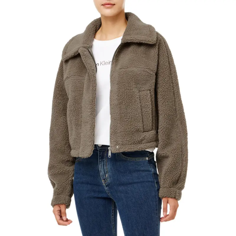 CALVIN KLEIN Velvet feel Coat Women's Khaki-2