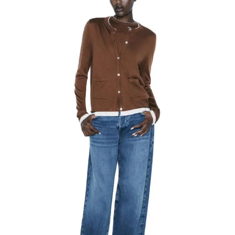 ZARA Knitwear Women's Brown/Raw White-2