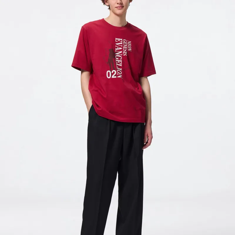 GU x XINSHIJIFUYINZHANSHI,LIANMINGKUAN EVA Collaboration SS25 T Shirt Men's Red-1