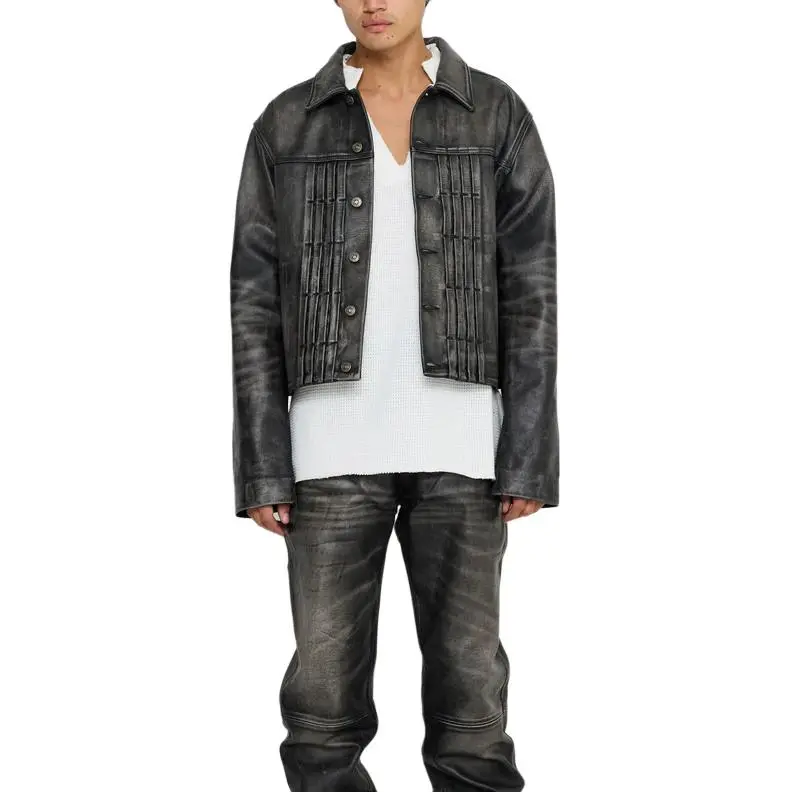 424 Leather Jackets Men Black-4