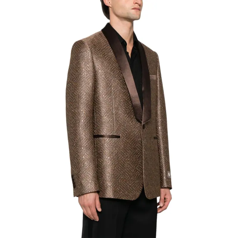 AMIRI Sequin Embellished Tweed Shawl Blazer-1