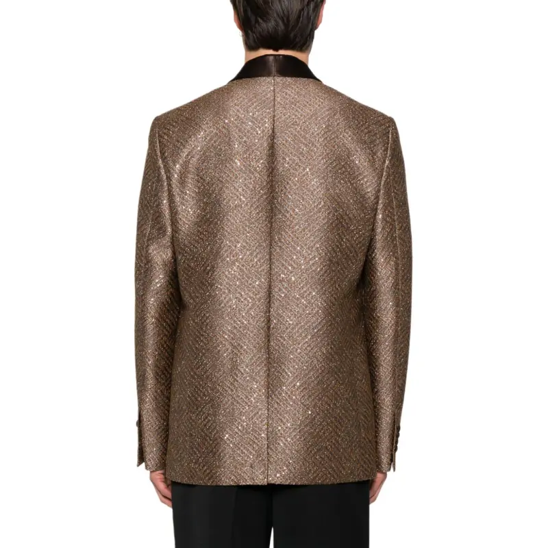 AMIRI Sequin Embellished Tweed Shawl Blazer-2