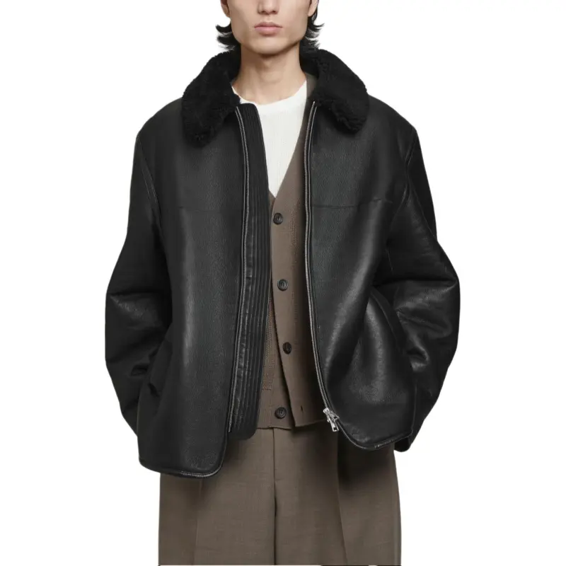 COS Leather Jackets Men Black-2