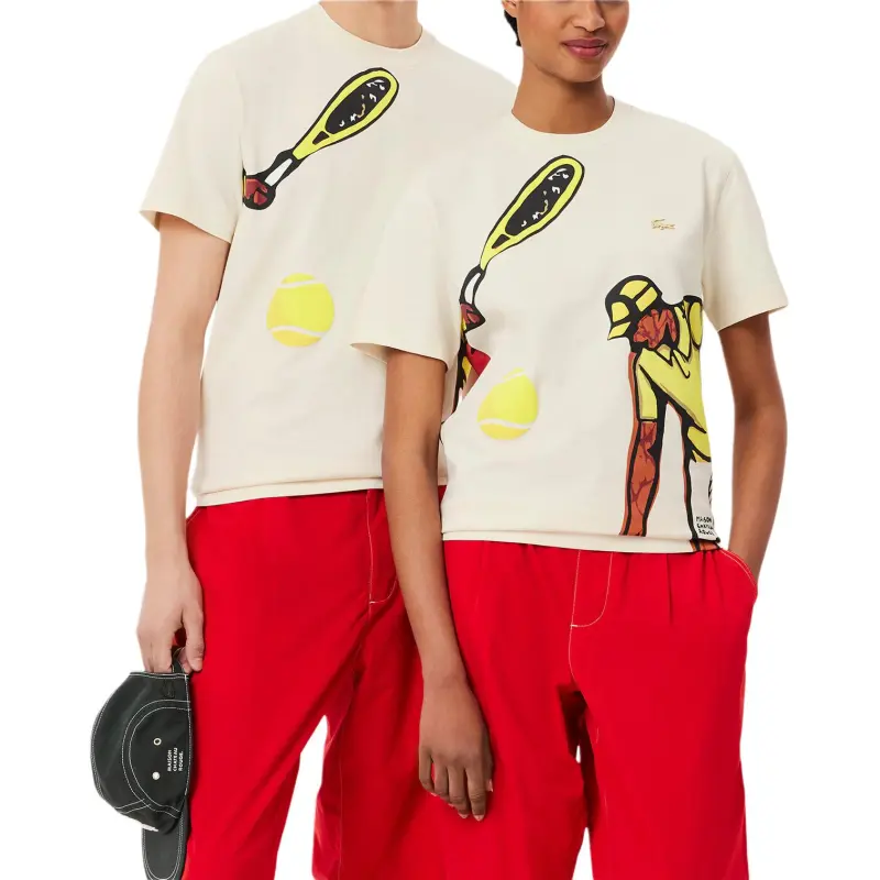 LACOSTE Maison Château Rouge Collaboration T Shirts Unisex Beige-3