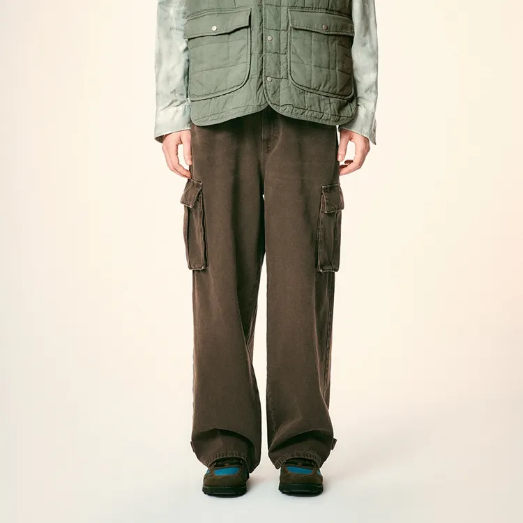 URBAN REVIVO Casual Pants Men's Khaki Brown-3