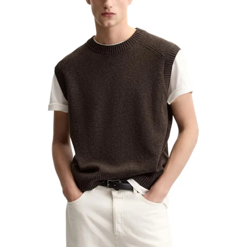 ZARA Tank Tops Men Brown-5