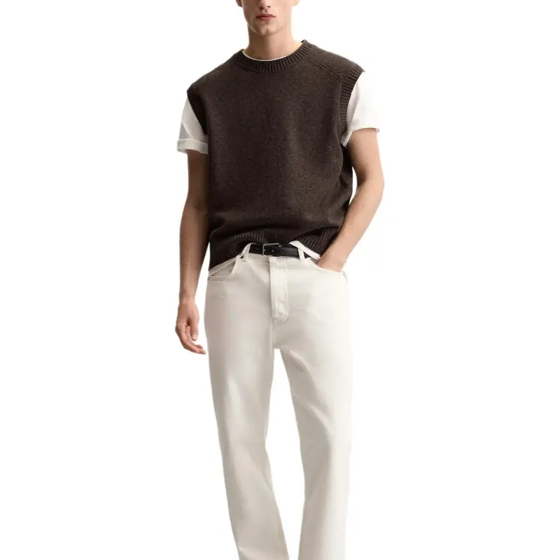 ZARA Tank Tops Men Brown-2