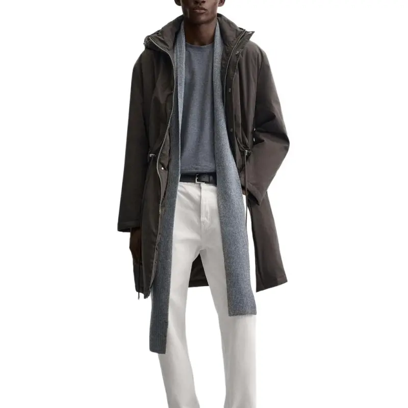ZARA Parka Coats Men Brown-4