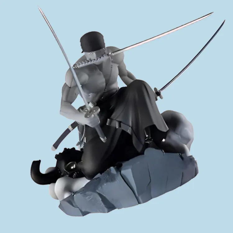 BANPRESTO Roronoa Zoro Glass Factory Diorama One Piece Painted Colors Bonus Gifts Black White-3
