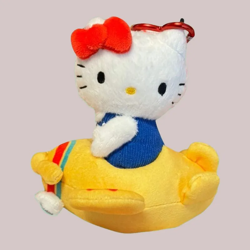 Sanrio Hello Kitty 50th Anniversary Limited 1977 Plane Dolls Plush Pendant Small Size Tall-1