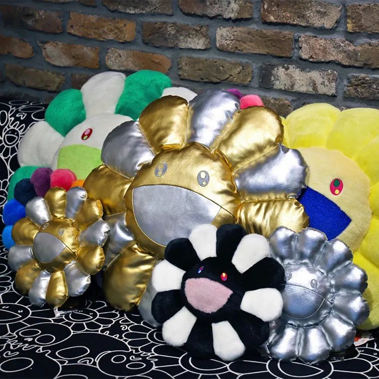 Takashi Murakami Sunflower Gold And Silver Color Scheme 60cm 2023 Model Doll Products-2