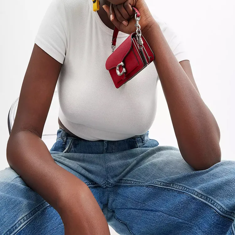 COACH Tabby Litchi Grain Leather Messenger Bag, Shoulder Bag, Crossbody Bag, Handbag Mini Women's Ruby-4