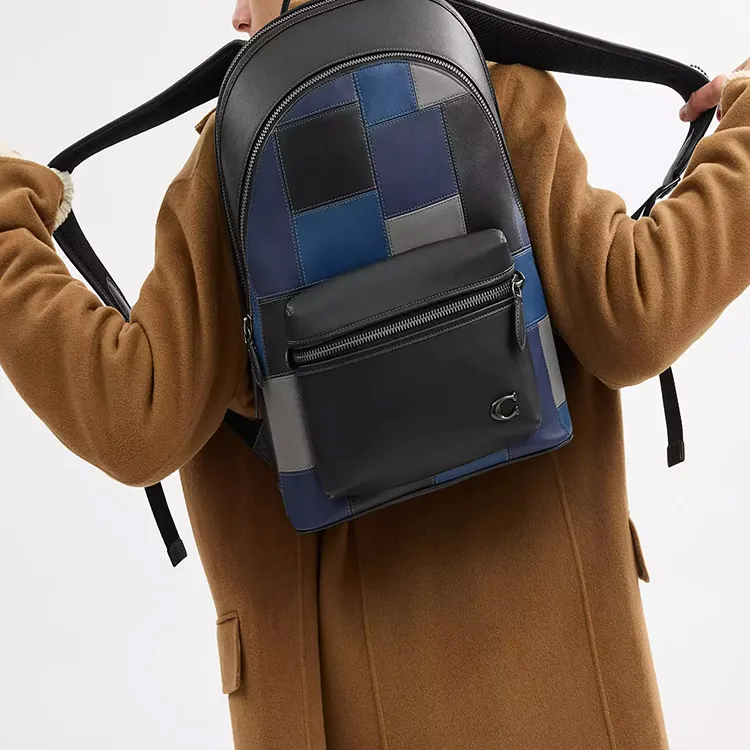 COACH Charter Smooth Leather Backpack Tubas Men's Black & Blue-3