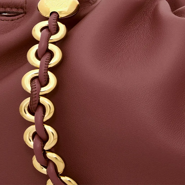 LOEWE Flamenco Soft Nappa Lambskin Handheld Crossbody Bag, Shoulder Bag Medium Size Women's Dark Brown-7