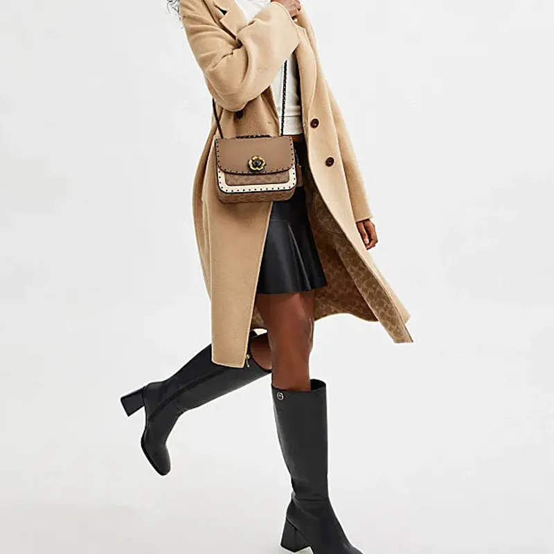COACH Madison Cow Leather Shoulder Bag, Crossbody Bag Women's Taupe-4