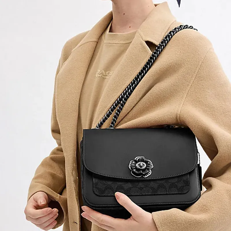 COACH Madison Cow Leather Shoulder Bag Crossbody Bag Women's Charcoal Gray-5