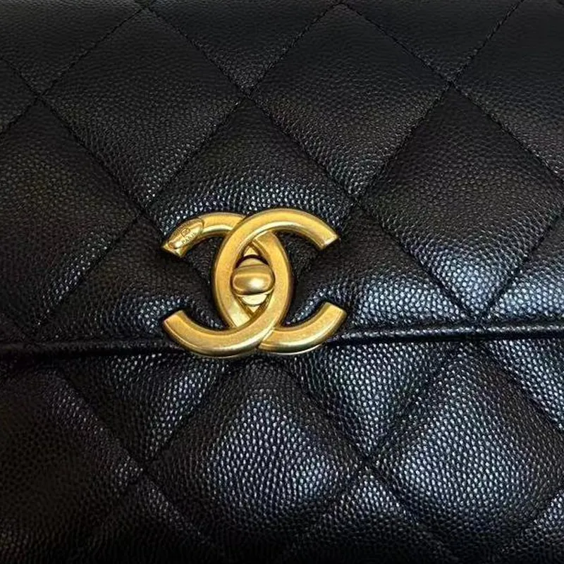 CHANEL Grain Bright Calfskin Shoulder Bag, Crossbody Bag Mini Women's Black-2