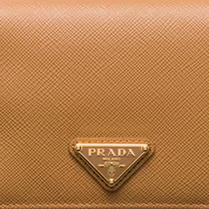 PRADA Saffiano Leather Wallet Trumpets Women's Brown-4